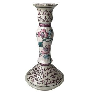Porcelain Pink Blue Green Floral Candles Stick Holder
